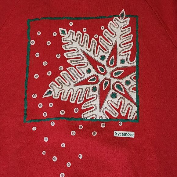 VINTAGE Sycamore Christmas Crewneck Sweatshirt Large L Made In USA - Picture 3 of 4